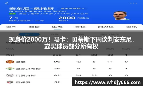 现身价2000万！马卡：贝蒂斯下周谈判安东尼，或买球员部分所有权
